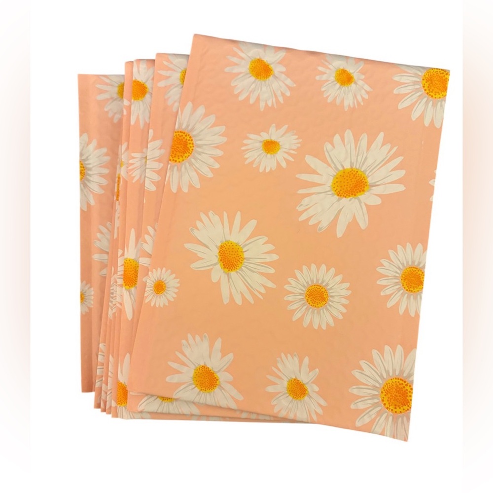 Peach Daisy Bubble Mailers Set of 12